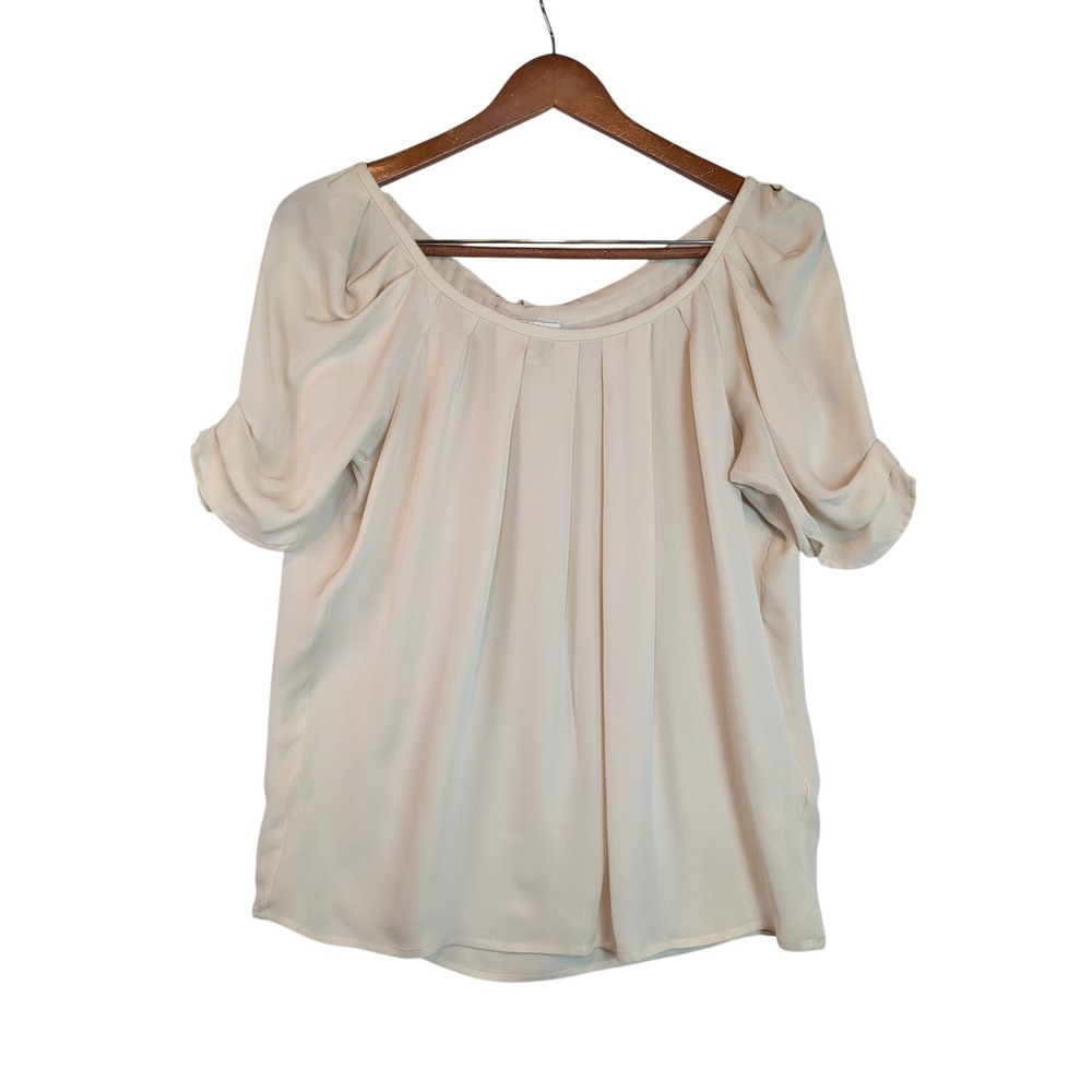 Joie Womens Cream 100% Silk Pleated Tie Back Blouse Sz Small Office Professional